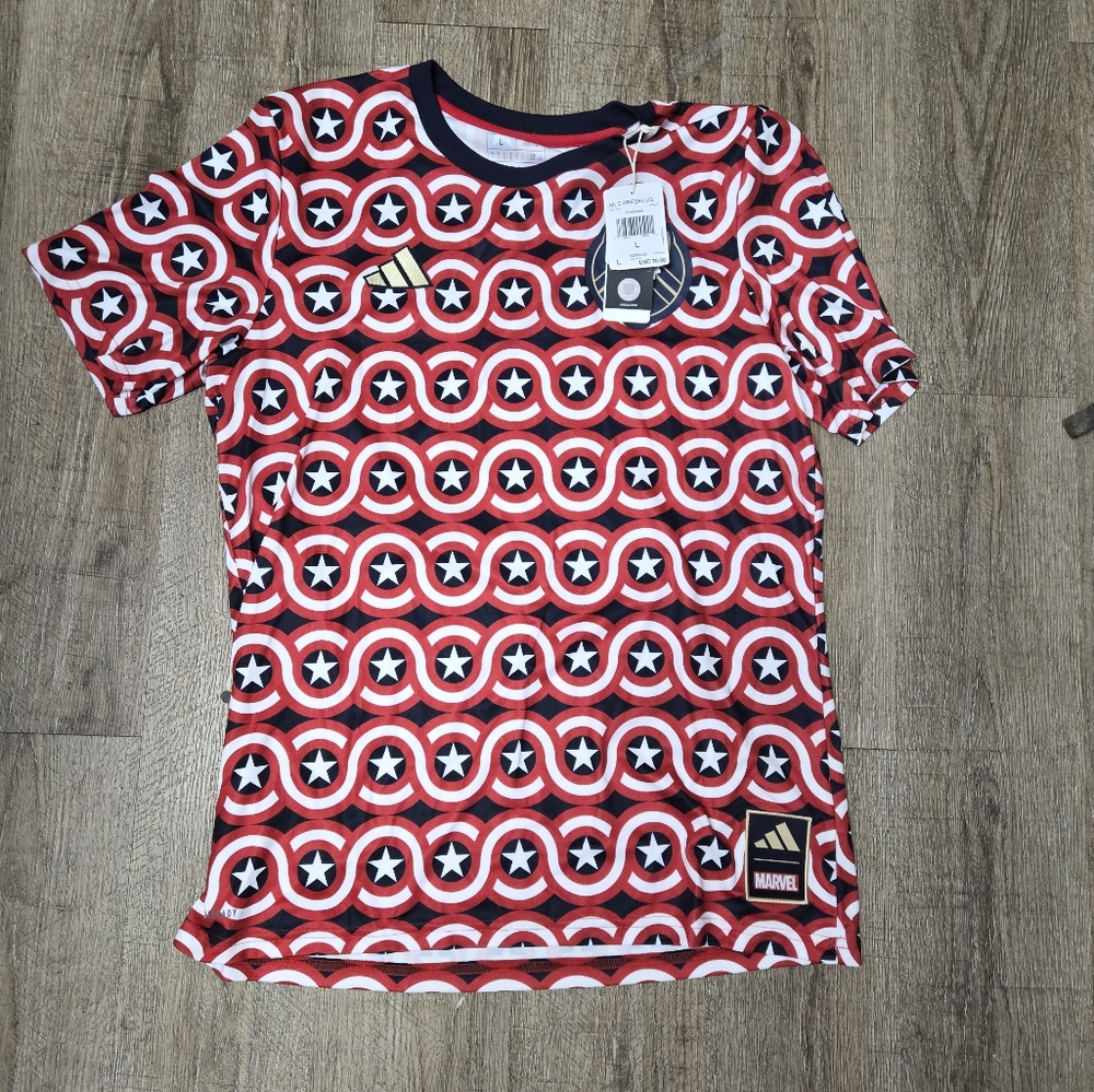 Adidas MLS x Marvel Captain America Soccer Jersey HT3237 Slim Fit Mens Size L